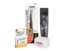 Feather Styling Razor Kit w/Metal Disposal Case - Wood-Look