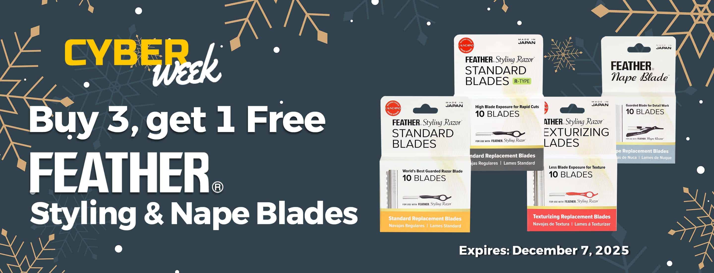 Cyber Week - Buy 3, get 1 Free Feather Styling and Nape Blades -  Expires December 7, 2025