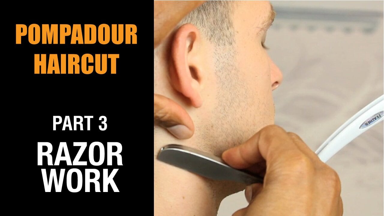 Men's Pompadour Haircut Razor Work 