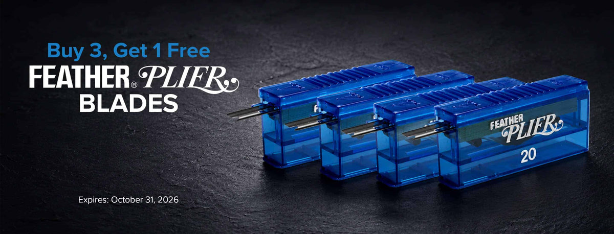 Buy 3, get 1 Free Feather Plier Blades, Expires October 31, 2026