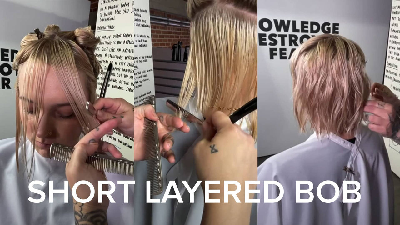 How to cut a short layered bob haircut