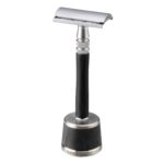 Feather Wood Handle Stainless Double Edge Razor with Stand